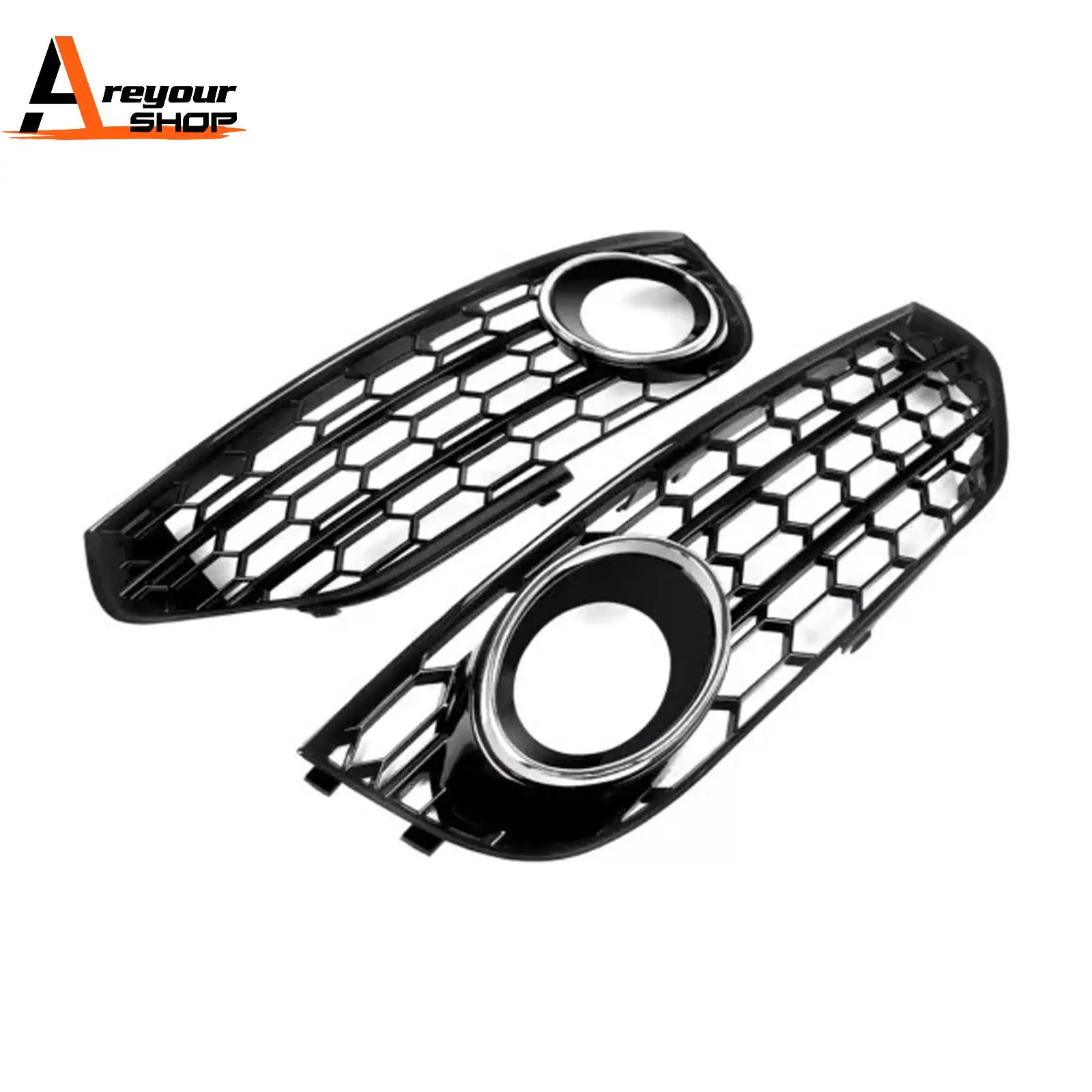 

Front Bumper Honeycomb Fog Grille Cover for Audi A4 Allroad B8 2010 2011 2012 2013 2014 2015 Chrome