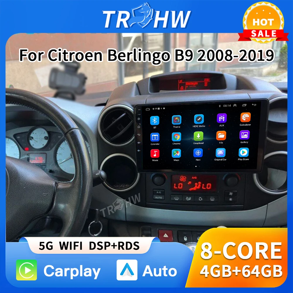 

For Citroen Berlingo B9 Peugeot Partner 2008 - 2019 wireless CarPlay Android Auto No 2 din 2din DVD