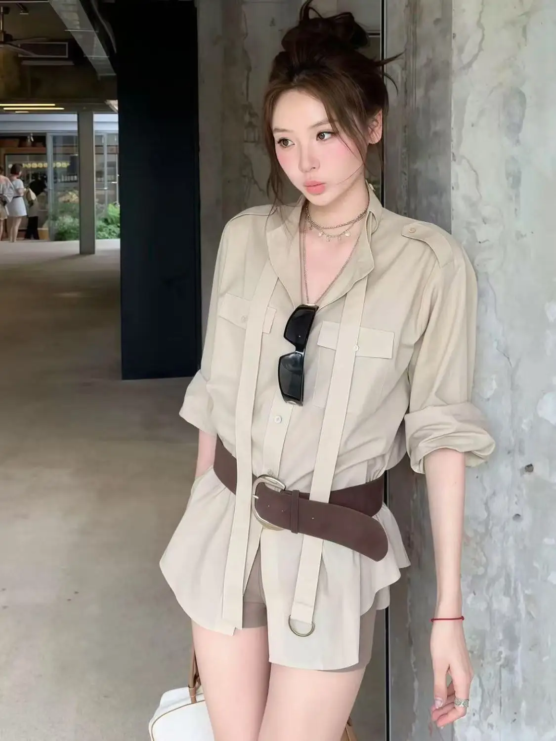 

Retro Mid-Length Work Shirt Women 2025 Spring Autumn New Fashion Temperament Niche Design Long-Sleeved Top