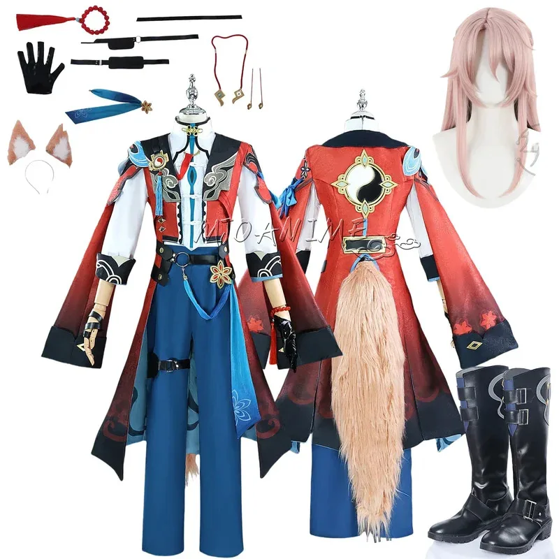 Honkai Star Rail Jiaoqiu 의상 애니메이션 풀 세트 Jiao Qiu 코스프레 복장 유니폼 테일 소품 슈트