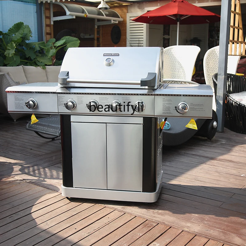 Gas Stainless Steel Barbecue Grill Villa Patio Household Large Thickened Barbecue Grill Professional Outdoor Commercial Oven