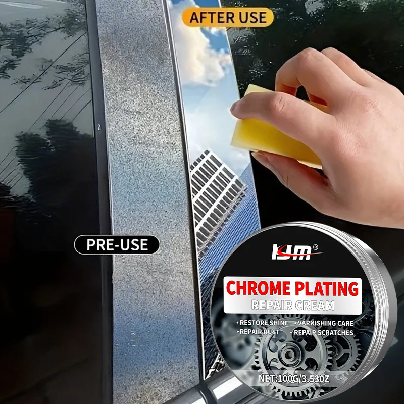 KJM 100G Aluminum Can Chrome Plating Rust Remover Paste, Metal Polishing & Anti-Rust Cream for Car Chrome Trim, Wheels and Parts