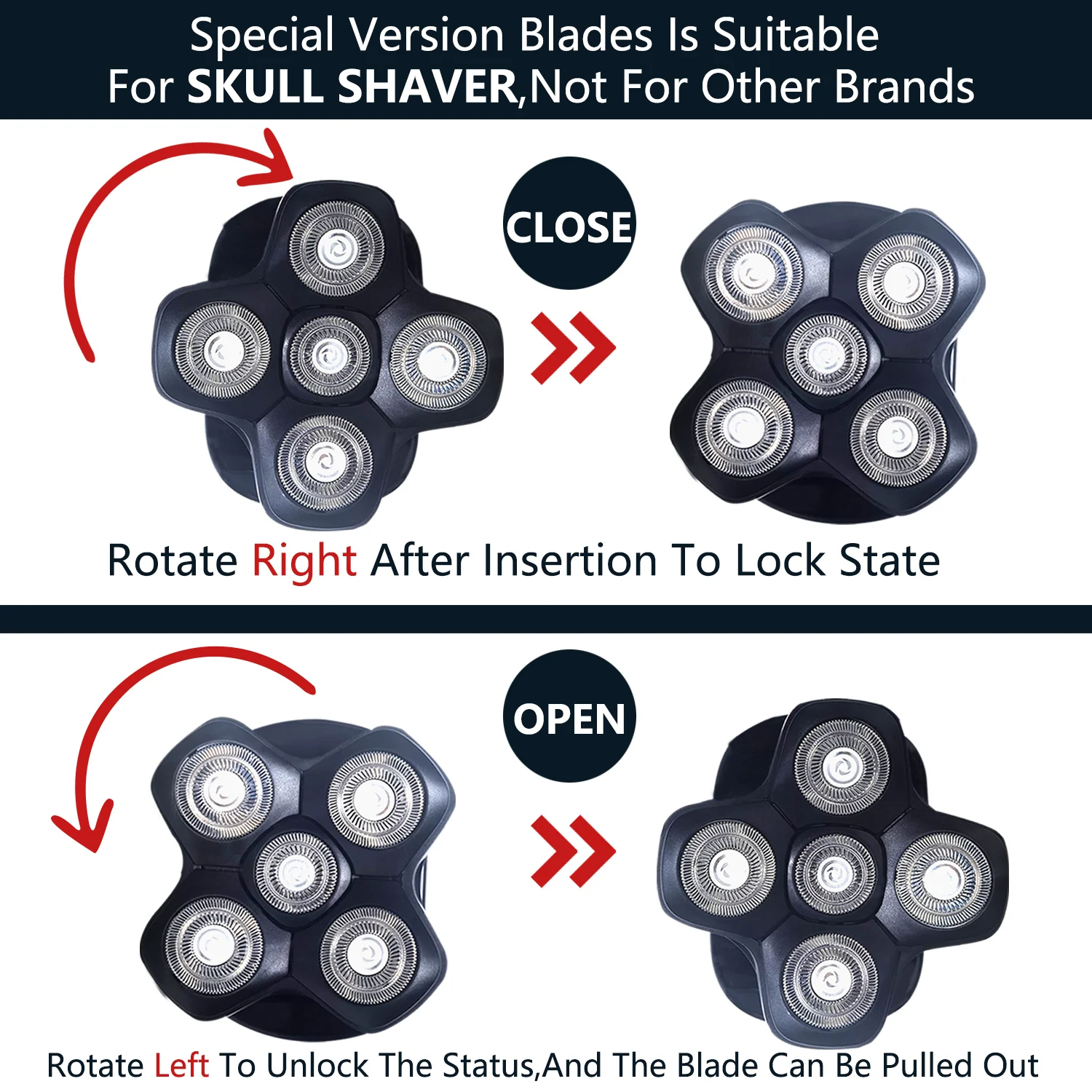 GENKO merk 5-blads scheerapparaatvervangingskop compatibel met SCHEDELSCHEERAPPARAAT Magnetische 5-snijkoppen voor SCHEDELSCHEERKOP SHAVER