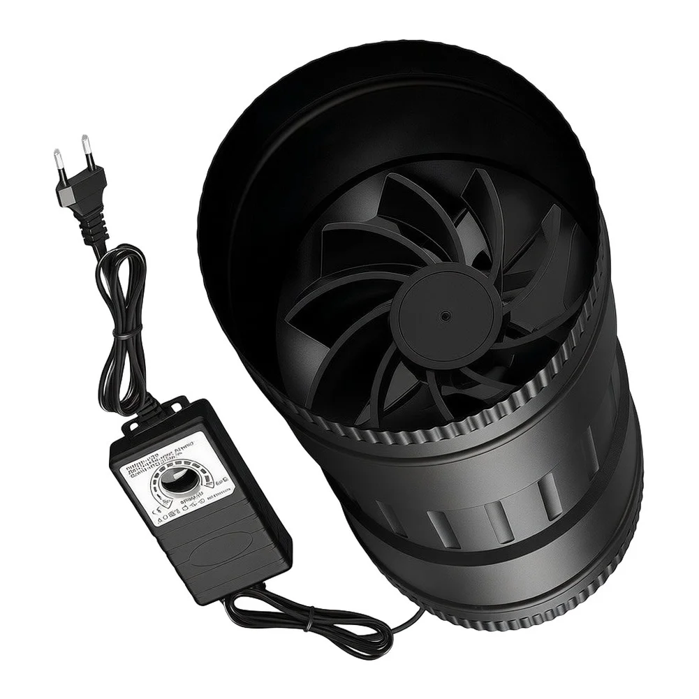 Dryer Booster Inline Duct Fan For Small Grow Tents Black Adjustable Airflow Control Automation Kit Stable Airflow