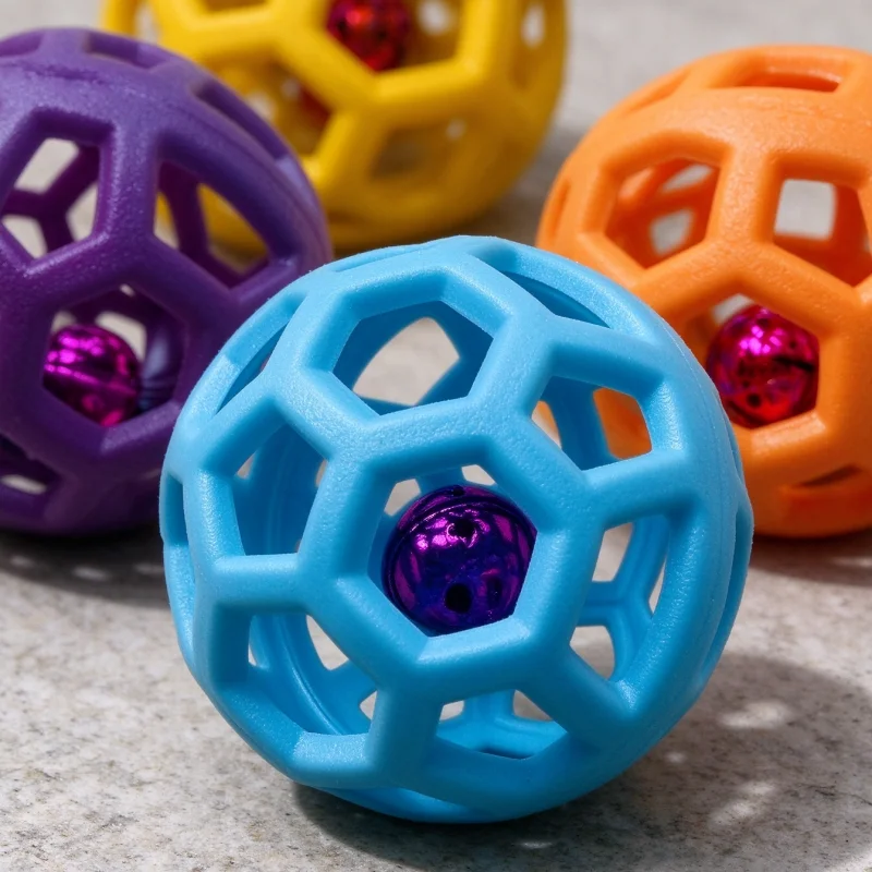 Geometric Pet Interactive Chew Ball With Bell For Cat Dog Training Playing Teeth Cleaning Safe Entertainment Accessory