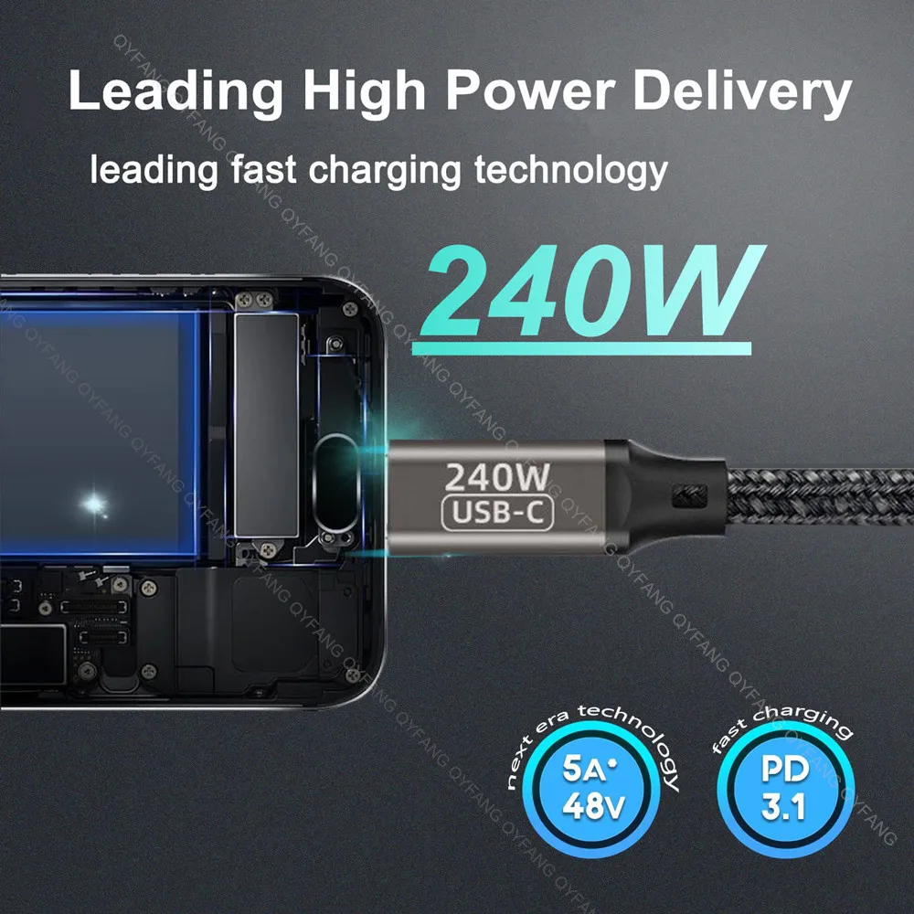 Cable USB tipo C para PS5, Nintendo Switch, MacBook, QC4.0 VOOC Warp SCP, carga rápida, PD3.1, 240W, PD100W