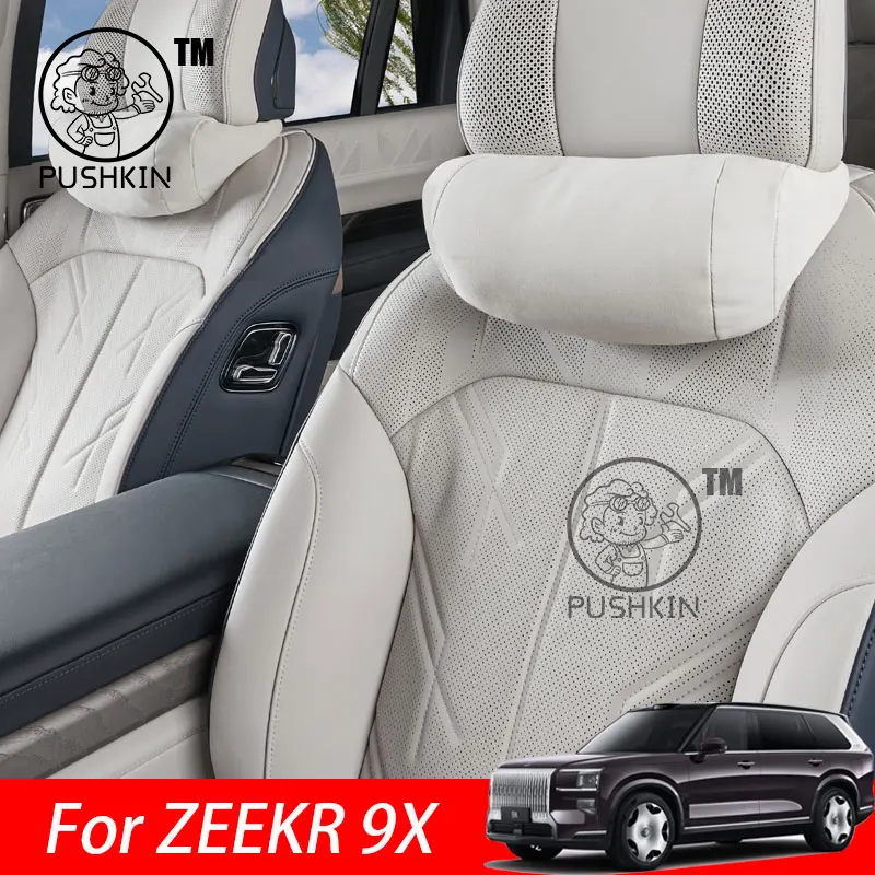 

For ZEEKR 9X 2025 2026 PU Leather Neck Pillow Memory Foam Pillows Waist & backrest Car Accessories