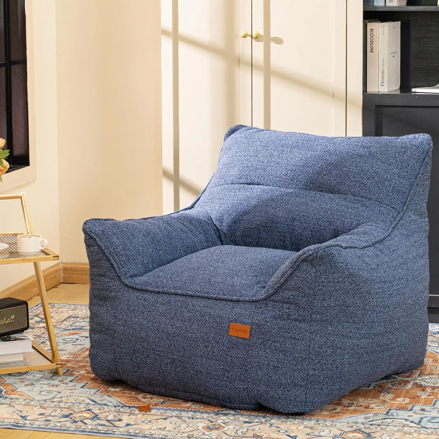 Bean Bag Chair With Filler, Bean Bag Sofa Chair With Tufted Soft Armrests Plush Lazy Sofa Comfy Chair,Large Beanbag Chair For