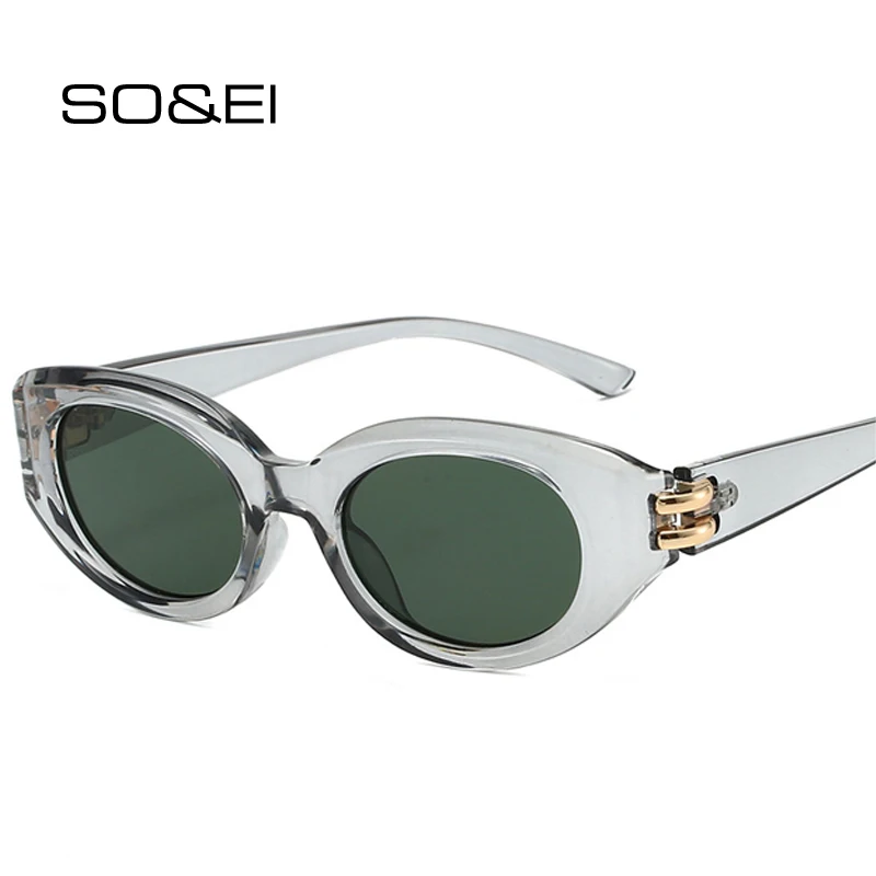 

SO&EI Fashion Cat Eye Women Sunglasses Shades UV400 Retro Small Oval Red Blue Men Outdoor Sun Glasses