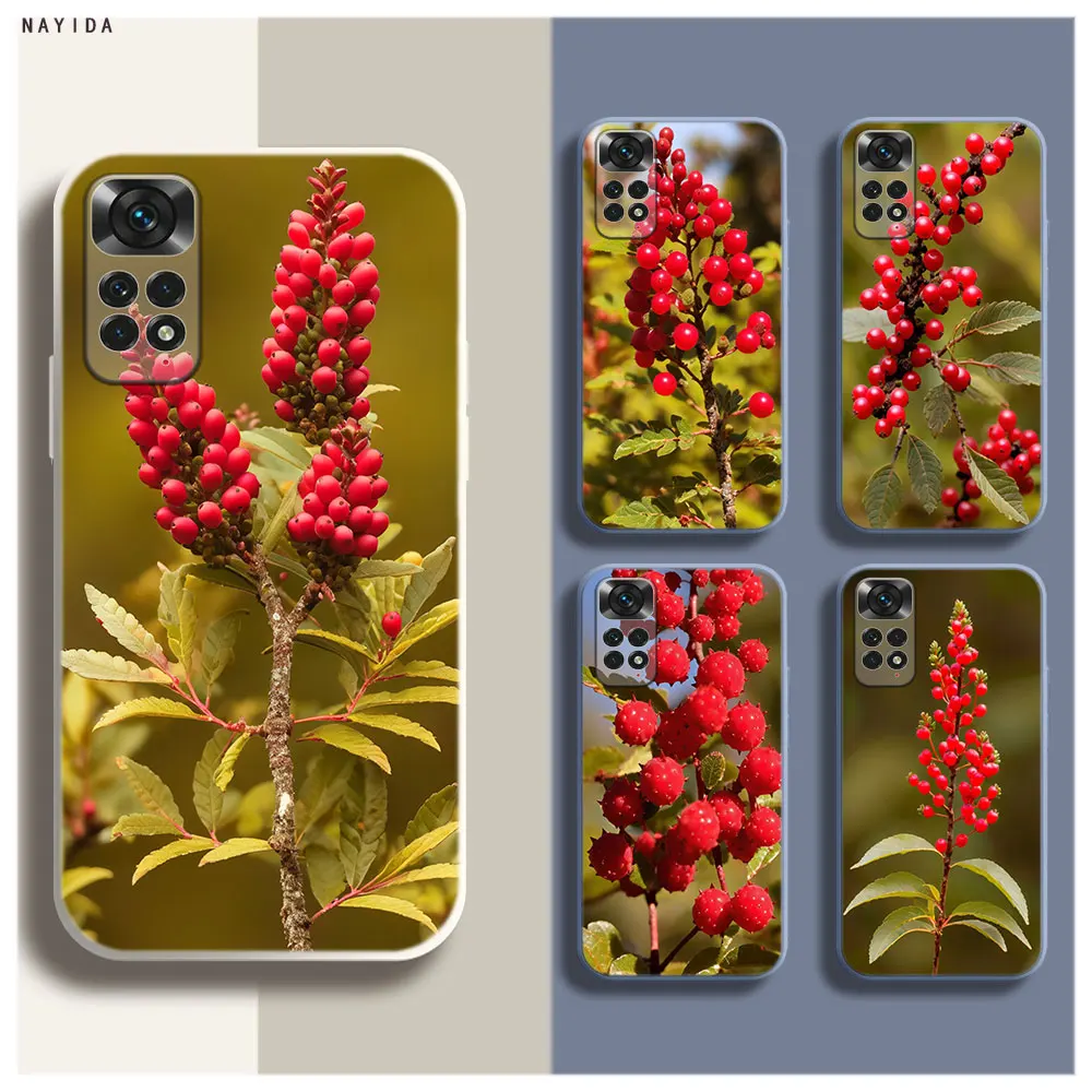 Soft Silicone Phone Case For Xiaomi Redmi Note 12 11 12S Pro Plus 12c 11a 4G 5G Original Cover red bayberry