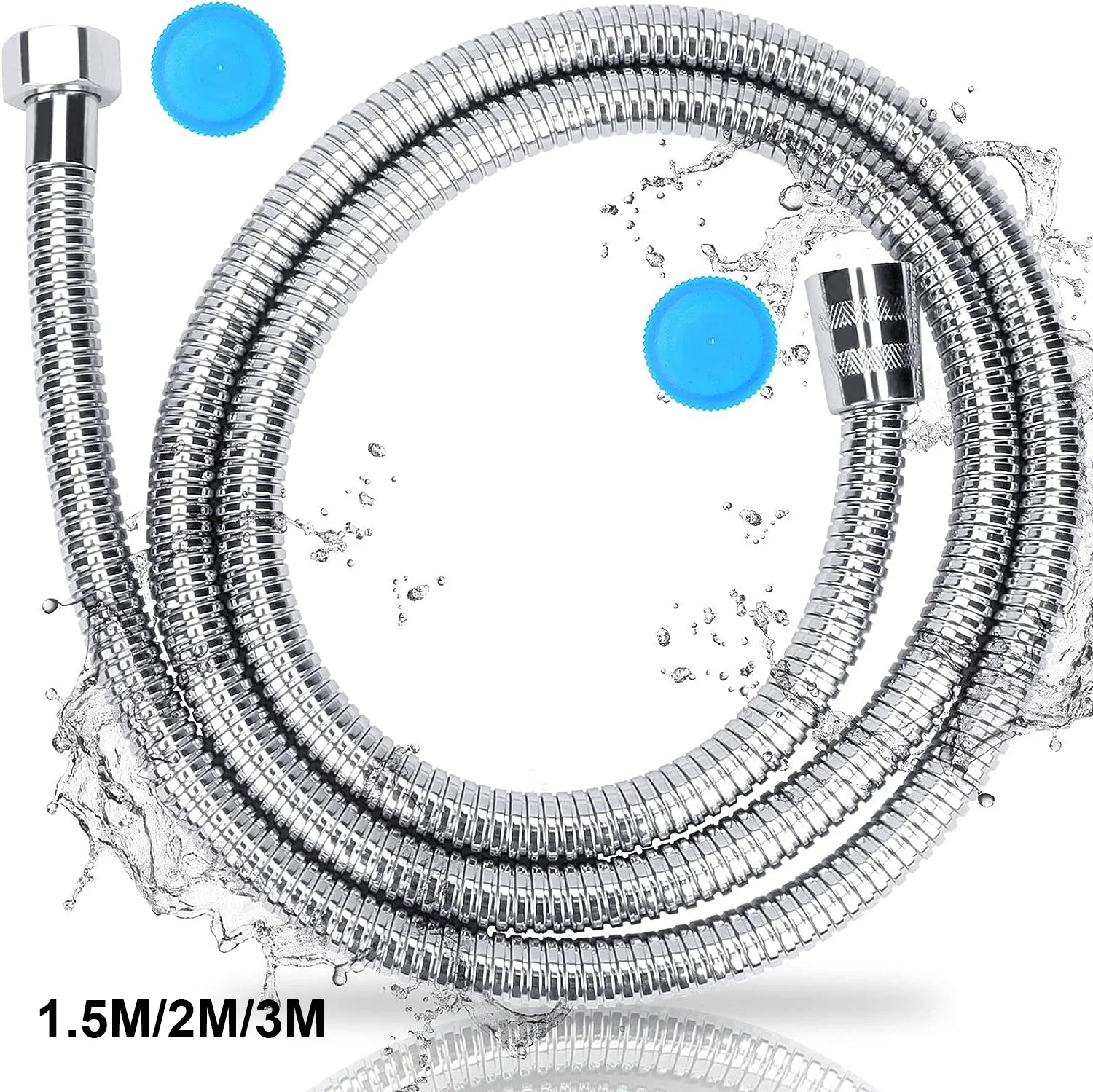 1.5/2/3M Black Silver Flexible Shower Hose Stainless steel Plumbing Pipe Tube for Bathroom Accessories GI/2 Universal Hose