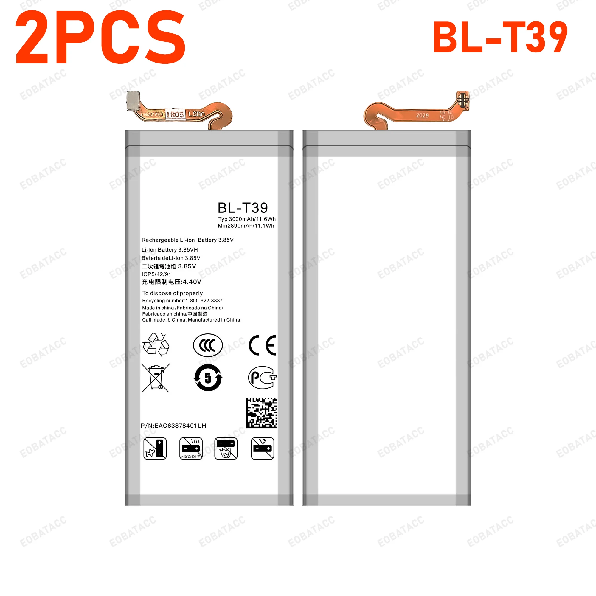 

2Pcs 2025 Years Original BL-T39 3000mAh Battery For LG G7 G7+ G7ThinQ LM G710 ThinQ G710 Q7+ LMQ610 BL T39 Batteries+Tools