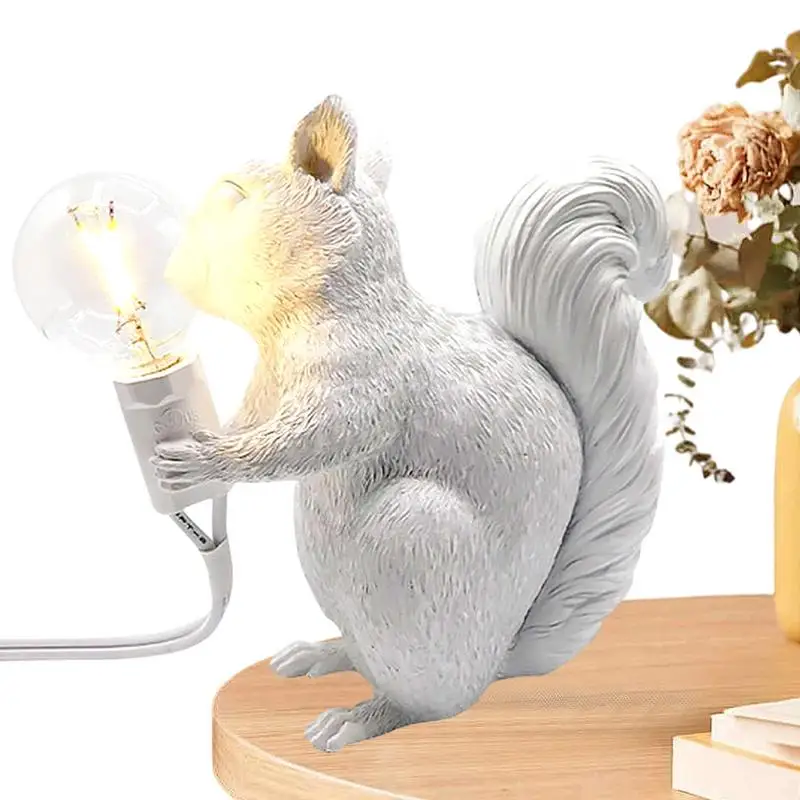 

Resin Squirrel Night Light Resin Squirrel Lighting Fixture Bedside Light Lightweight Squirrel Desk Lamps Cute Animal Lamp For