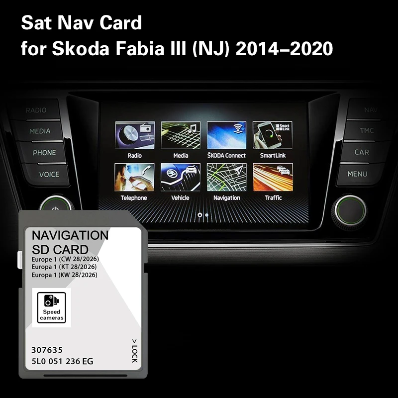 

MIB2 2026 Sat Nav GPS Navigation SD Card for Skoda Kodiaq 2016 2017 to 2020 Map Cover Liechtenstein Lithuania Netherlands