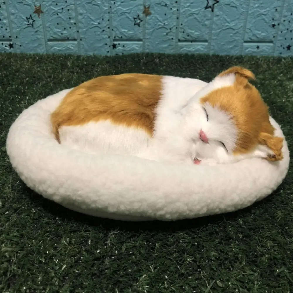 呼吸する猫の家の装飾、車内装飾、寝ている犬のぬいぐるみ、プラッシュオーナメント、シミュレーション動物、電子ペット