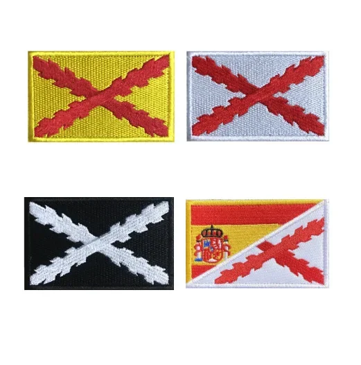 Cruz De Borgoña Haftowana flaga Naszywka na rzepy Burgundowy krzyż Kolory Terci Os Morados Viejos Odznaka Hiszpański Saltire Heraldry
