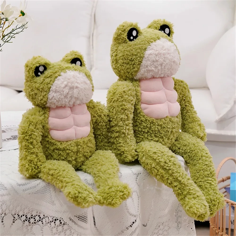 35cm Creative Strong Frog Plush Toy Stuffed Animal Kawaii Soft Muscle Frog Doll Cute Plushies Christmas Gift for Child Kids