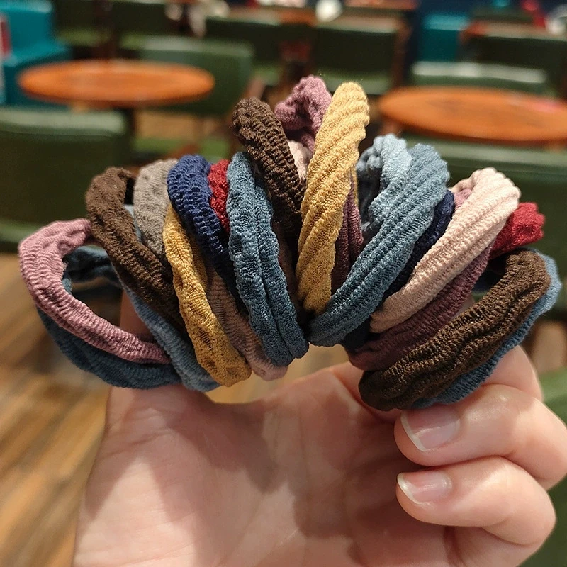 20 pack Korean version high elastic base seamless jacquard towel ring ten colors bottoming hair rubber band hair decoration rope