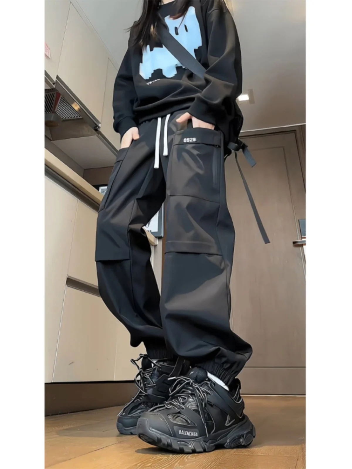 

American Sle Men's Workwear Trousers Autumn Winter Trendy High Street Straight Leg Big ket Windproof Waterproof Pants