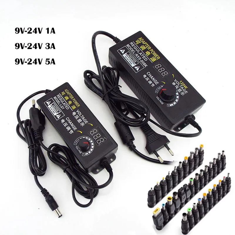 

220V To 9V-24V 1A 3A 5A Charger Adjustable Power Supply Adapter plug 5V 12V 18V with 34 28 DC Converter connector Transformer a1