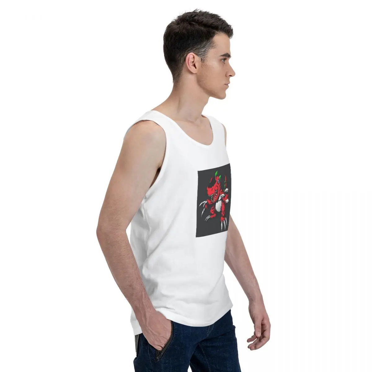Digimon Tyrannomon 100% Cotton Men's Sweatshirt Vest Sleeveless Clothing Tees Men Tank Tops T-shirt