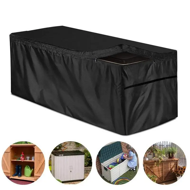 Waterproof Deck Box Cover Deck Box Protection Patio Furniture Covers Outdoor Waterproof Black Dustproof Cover UV Protector With