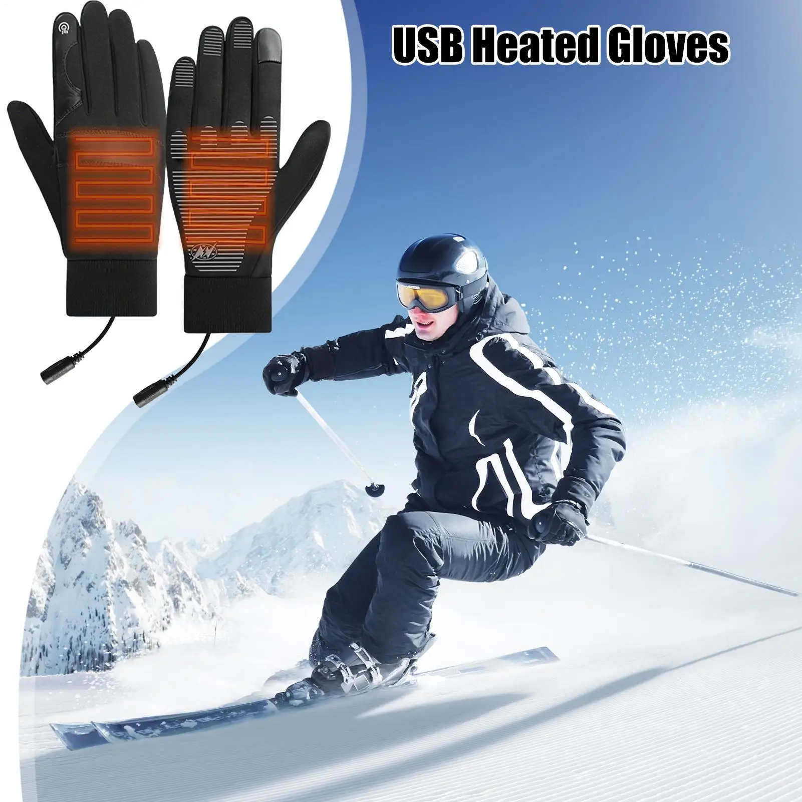 

Перчатки с подогревом для мужчин, грелка для рук в холодную погоду, USB-перчатки, грелки для рук, сенсорный экран для катания на лыжах, кемпинга, мотоцикла