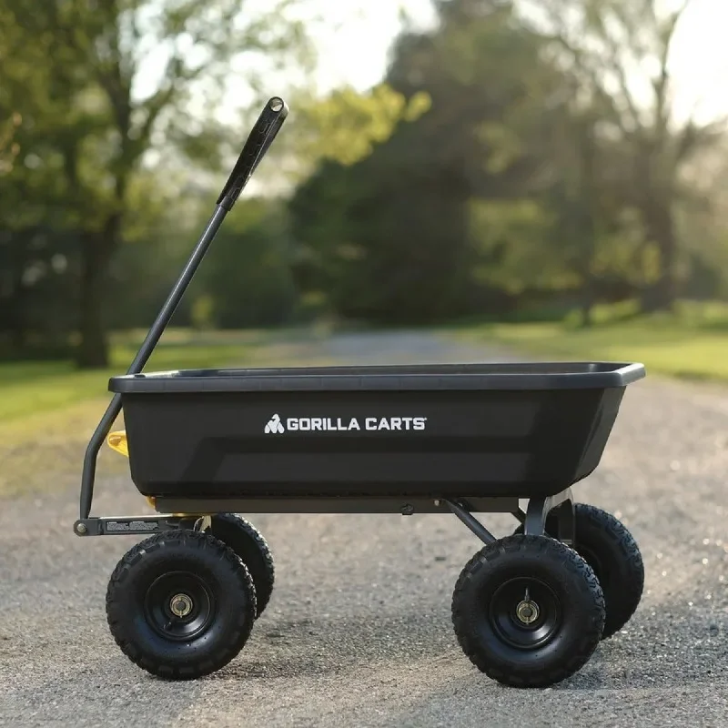 For 4GCG-NF Poly Dump Cart with No-Flat Tires 4 cu ft 600 lb Capacity Black