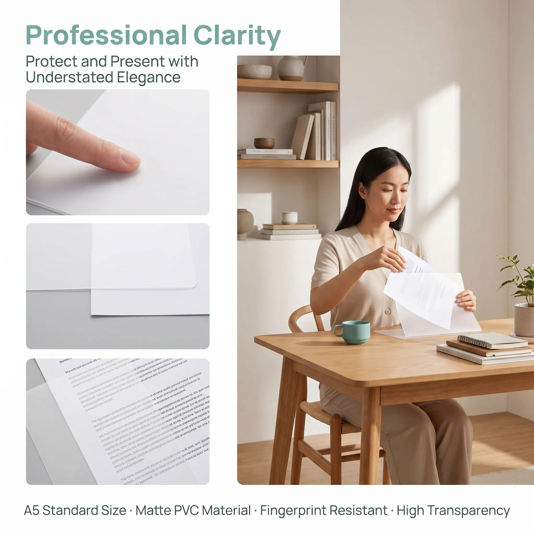 50pcs Matte Transparent PVC Binding Covers for A5 Documents, Reports & Presentations – Sheet Protectors