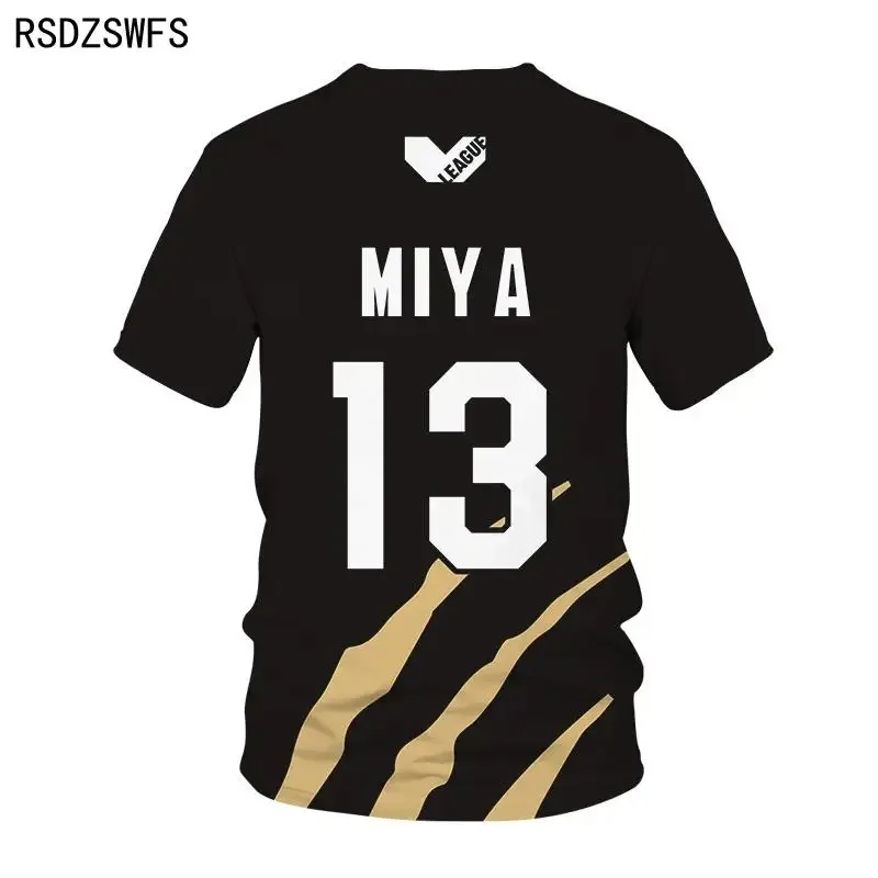 2024 Thin Summer Jersey Sports Breathable Casual Comfortable Anime Haikyuu 3D Drucken T-Shirt MSBY Schwarz Schak Summer Thin