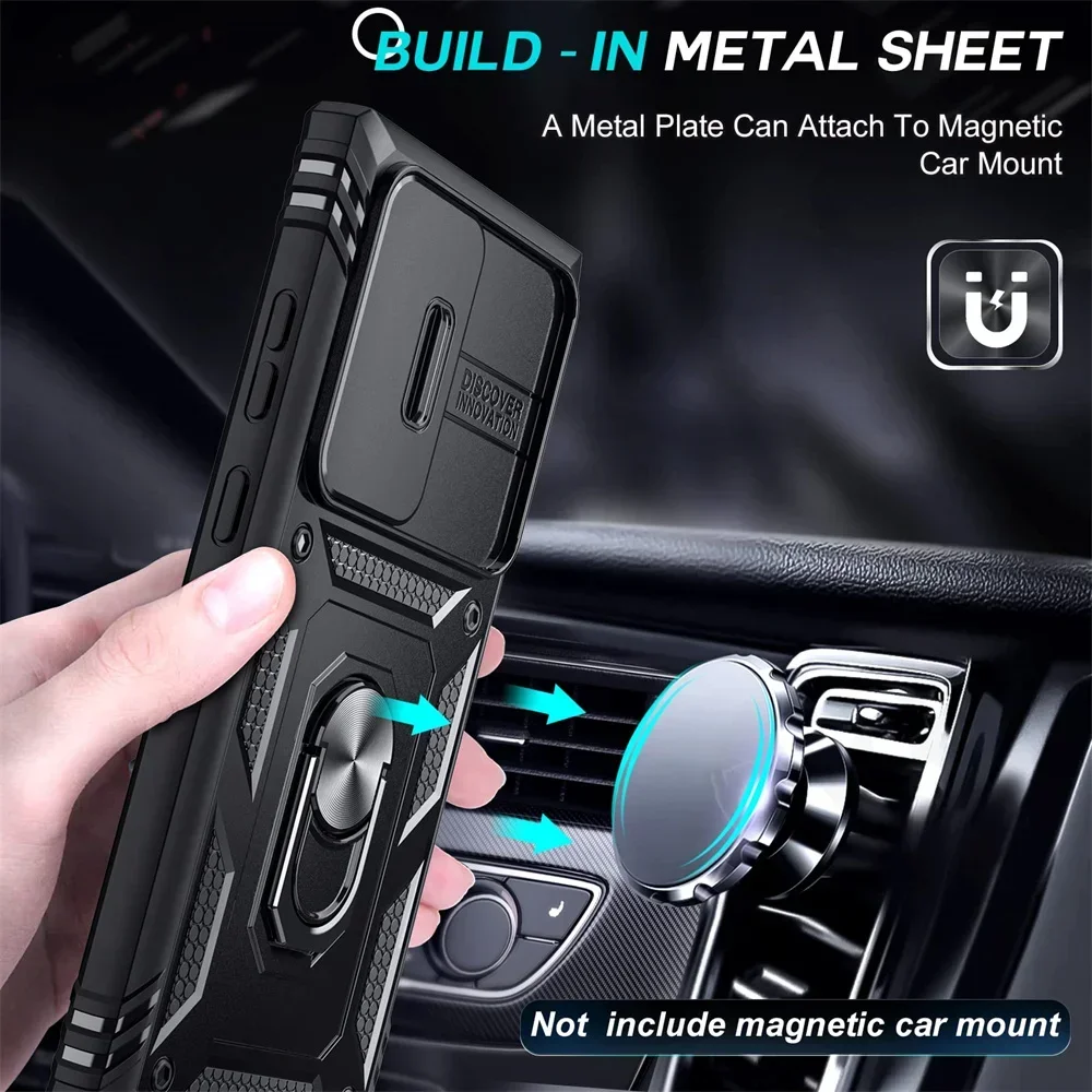 Hülle für Samsung S24 S23 Ultra S22 S21 FE Note 20 Plus A55 A35 A54 A53 A15 A34 4G 5G Heavy Duty mit Kamera 360 Kickstand Cover