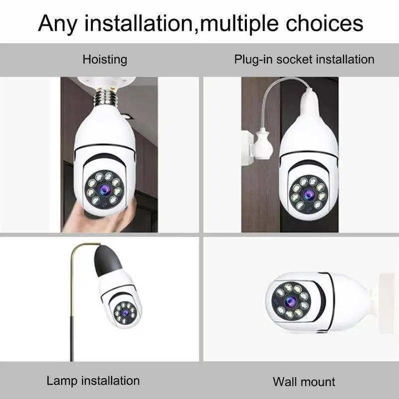 5G E27 LED Bulb Full HD 1080P Wireless Home Security WiFi CCTV IP Camera Two Way Audio Panoramic Night Vision