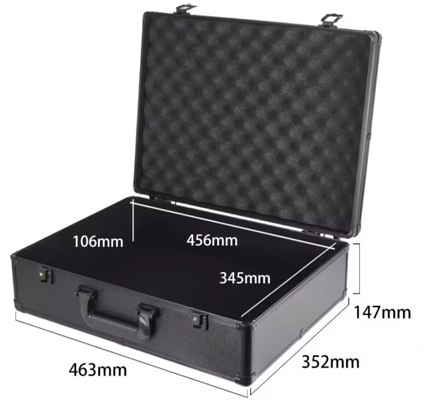 Полностью черный чехол из алюминиевого сплава для деловых наличных документов, утолщенный ящик для хранения мелких предметов, оборудование и ящик для инструментов