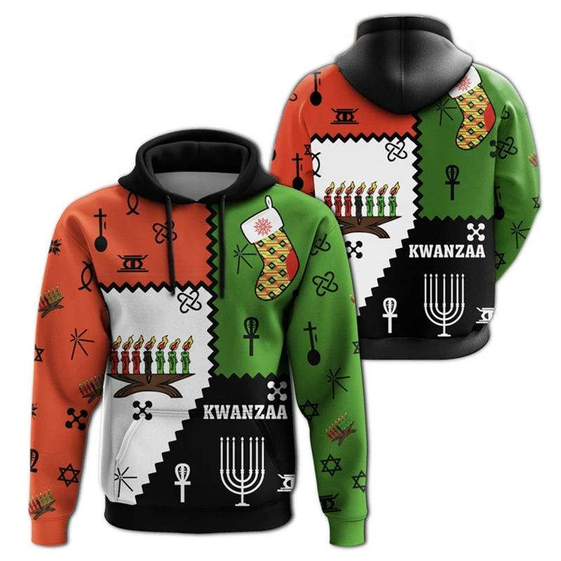 African Kwanzaa Hoodies 3D Print Fashion Ethnic Style Sweatshirt Men Women Y2k Harajuku Trending Fashion Men Clothes Pullover