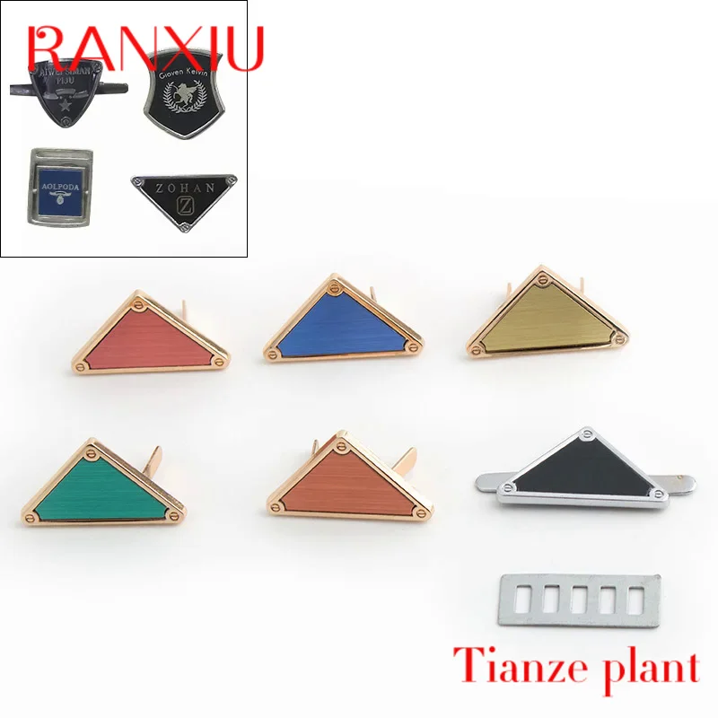 

Custom Custom Charms Zinc Alloy Metal Gold Designer Logo Screw On Plates Branded Blank Lazer Name Logo Laser Labels For Handbag