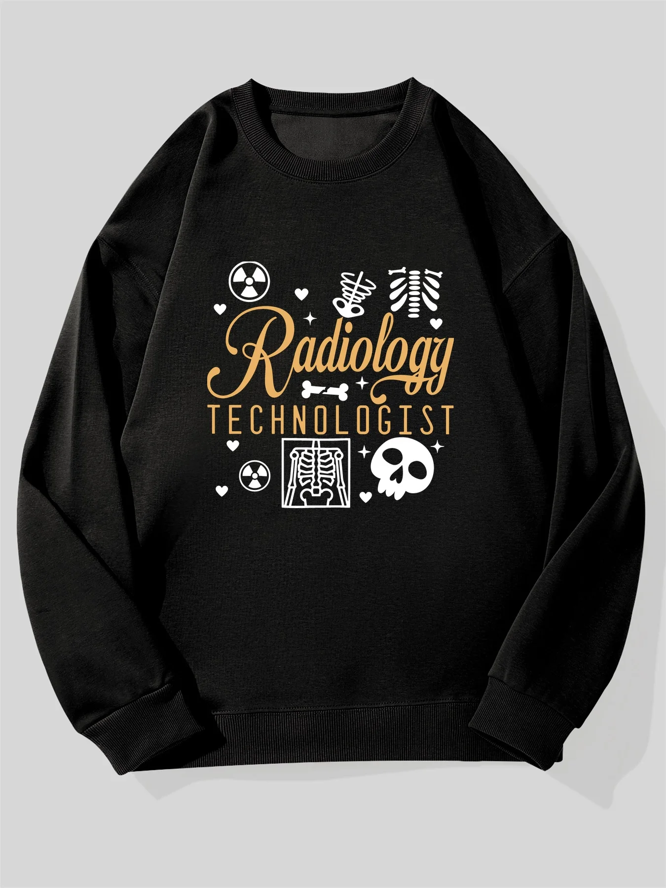 Men's Radiographer Themed Sweater - Navy Loose - X-ray and CT Scan Design with Radiological Symbols, Casual e, M