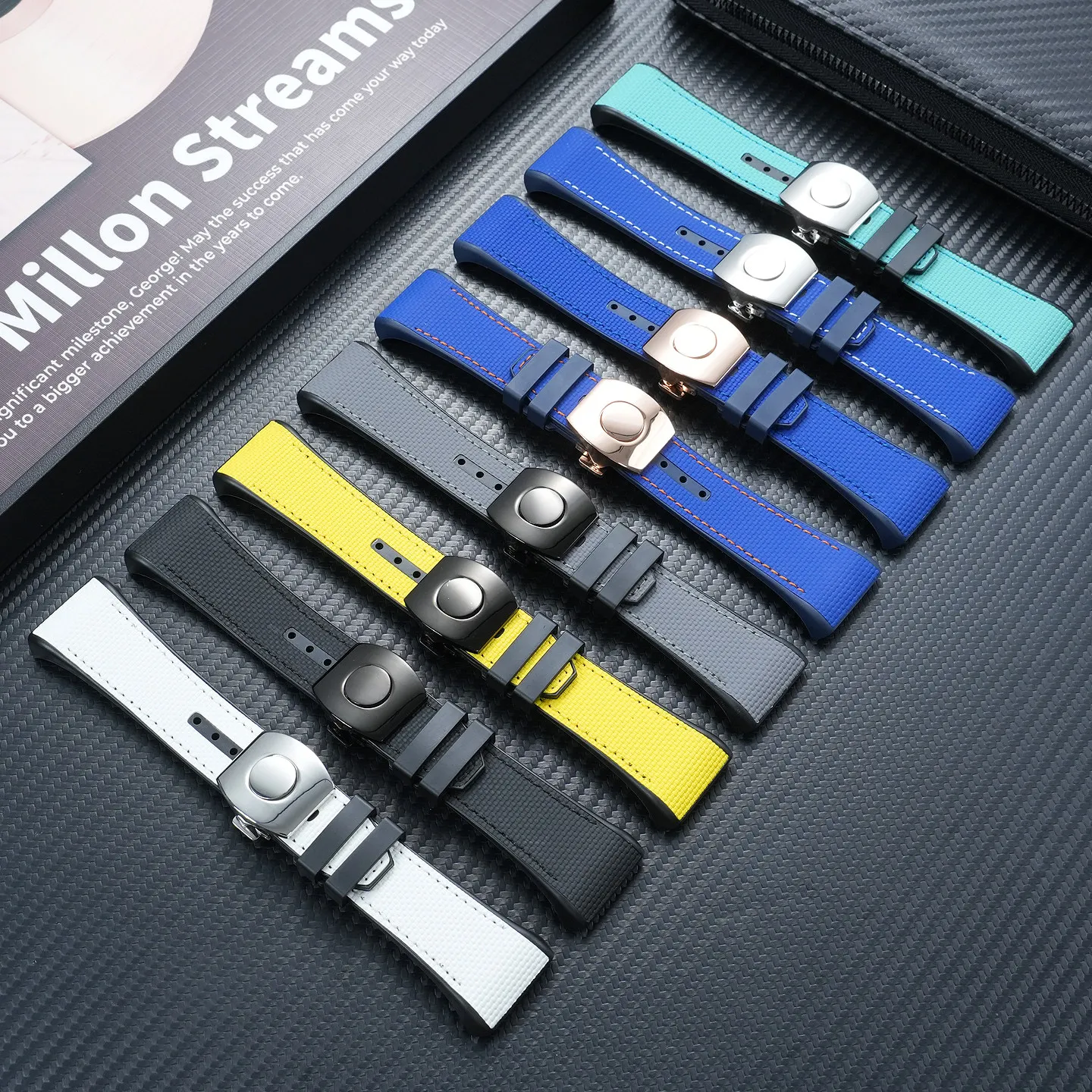 FMK Blue Fluororubber Tape Is Suitable for Franck Muller V45 Yacht Series Special Strap