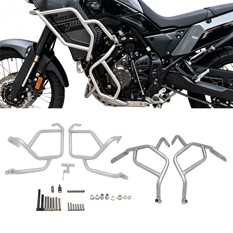 

For YAMAHA Tenere 700 2019-2023 Motorcycle Crash Bars Engine Guards Upper&Lower Bumper Protector Tenere XTZ 700 Tenere700 XTZ700
