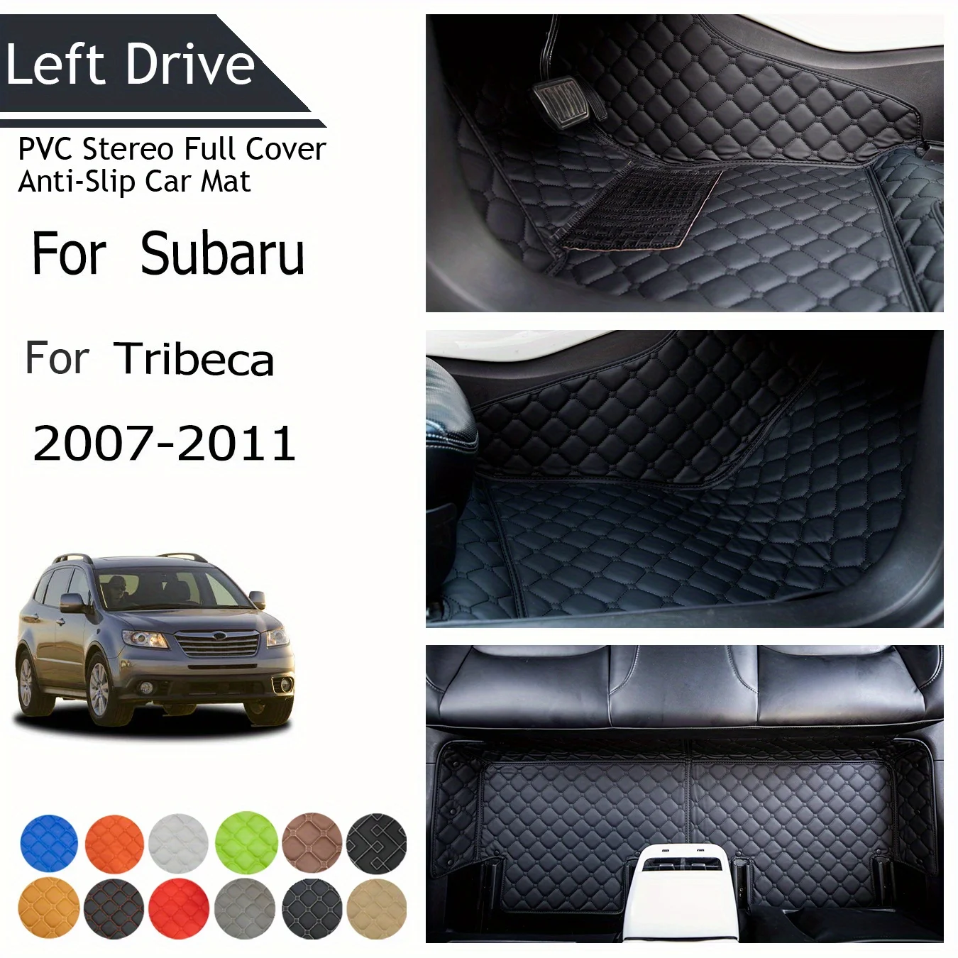 

TEGART 【LHD】For Subaru For Tribeca 2007-2011 Three Layer PVC Stereo Full Cover Anti-Slip Car Mats Floor Car Accessories