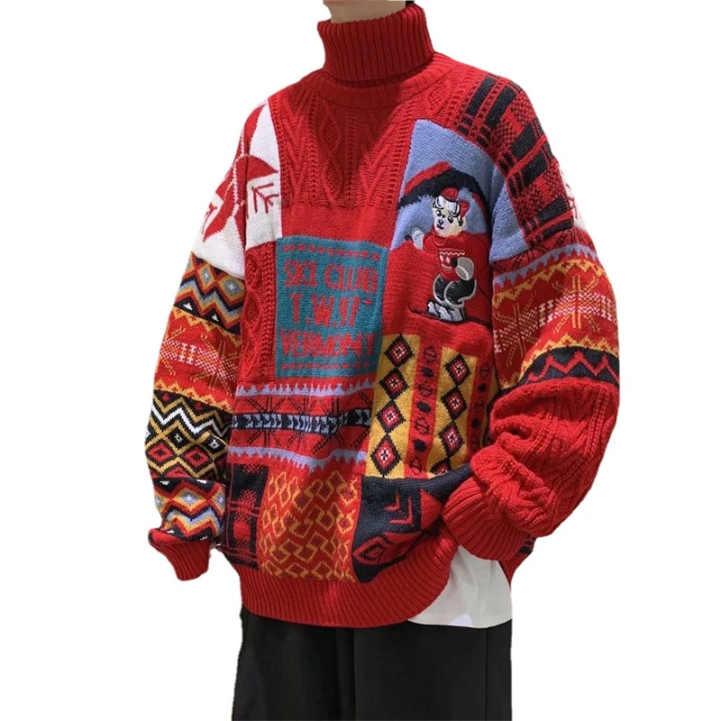 Ugly Christmas Sweater For Men Oversize Thick Winter Sweater Luxury Turtleneck Men Winter Fashion Clothes