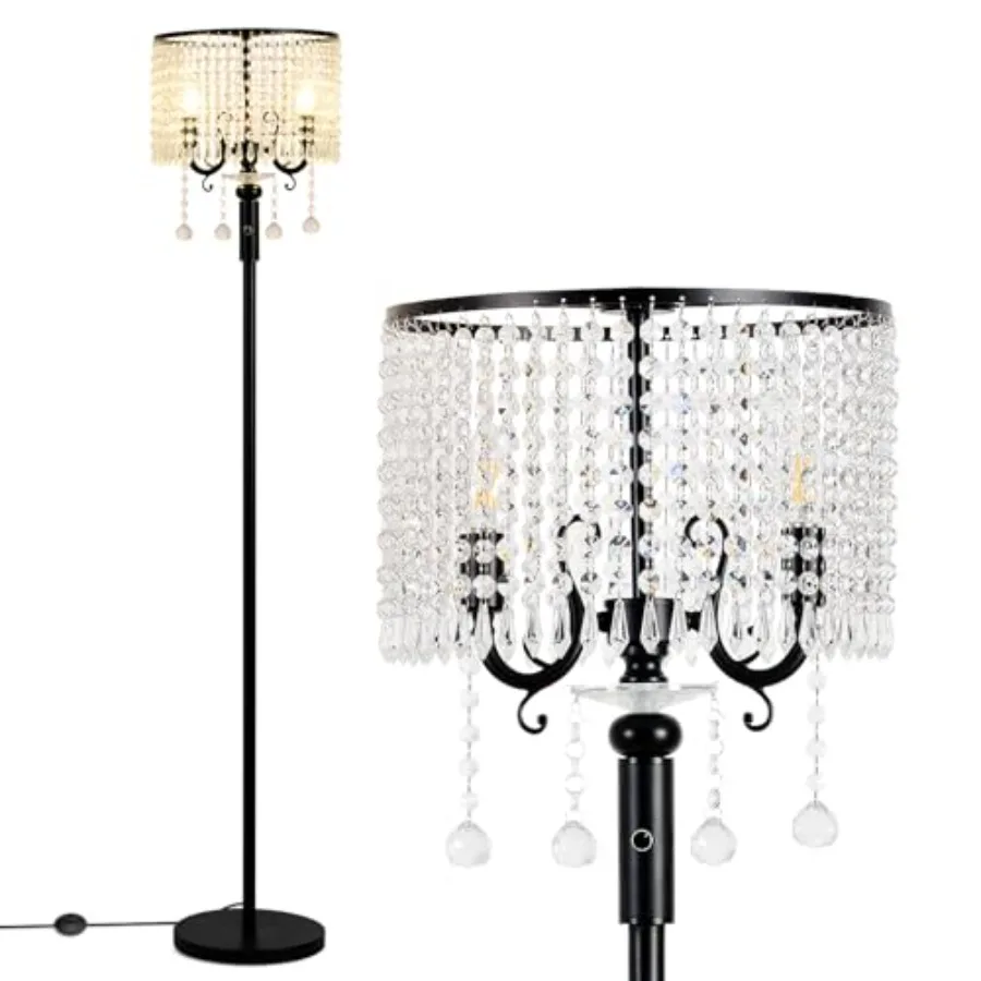 

Elegant Designs Modern Creative Crystal Floor LampSuitable for Living Room Den Office Bedroom - Standing Lamp Tall Floor Lamp
