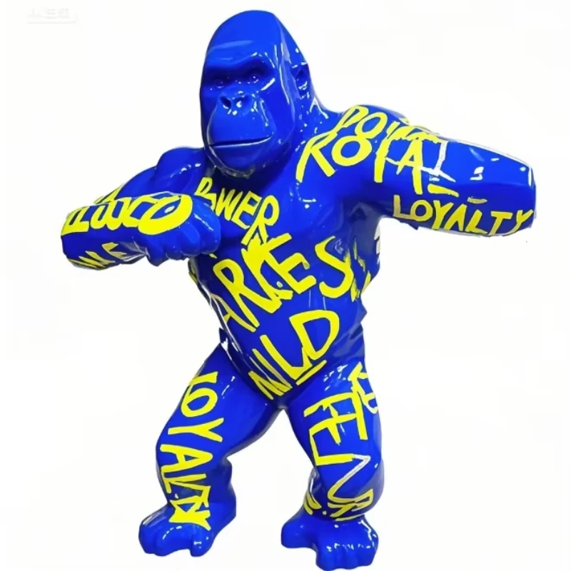 

Contemporary resin gorilla statue polygonal design with barrel geometric animal craftsmanship for home and office decoration