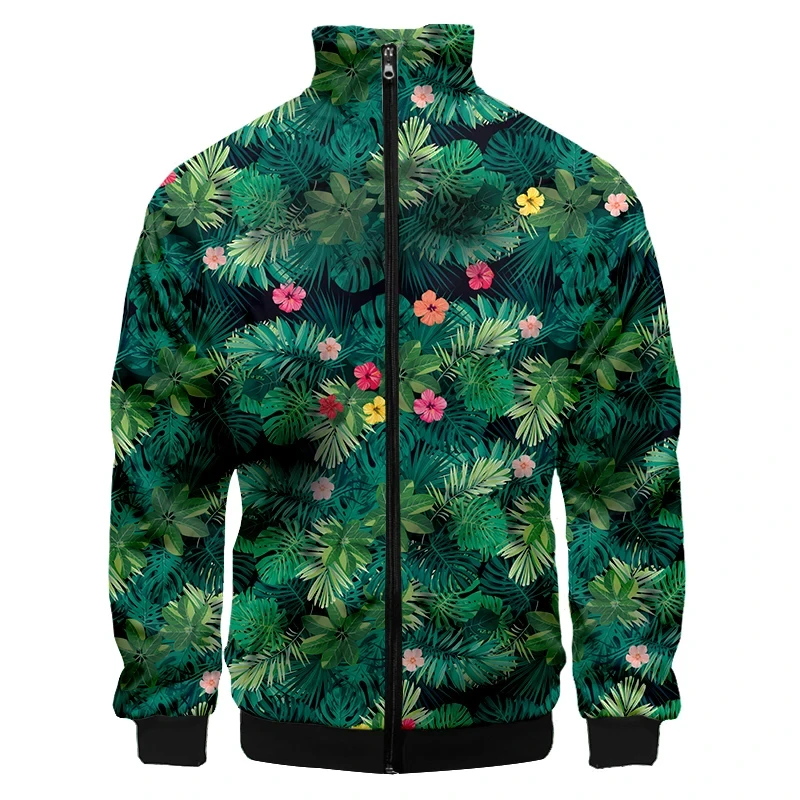 Rose 3d Printed Plants Flower Jacket For Men Outdoor Street Oversized Coat Floral Pattern Zipper Jackets Woman Kids Clothes