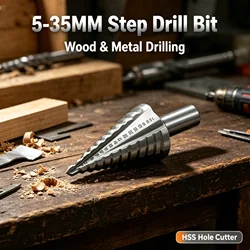 5-35MM High Speed Steel Step Drill Bit Wood Metal Drilling Bit HSS Power Tools Hole Cutter Industrial Reamer Tool Accessories