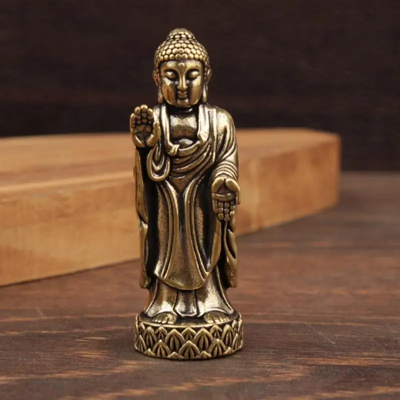 Lotus Figurines Enshrines Statue Home Decor Ornaments Copper Sakyamuni Sculpture Fengshui Crafts