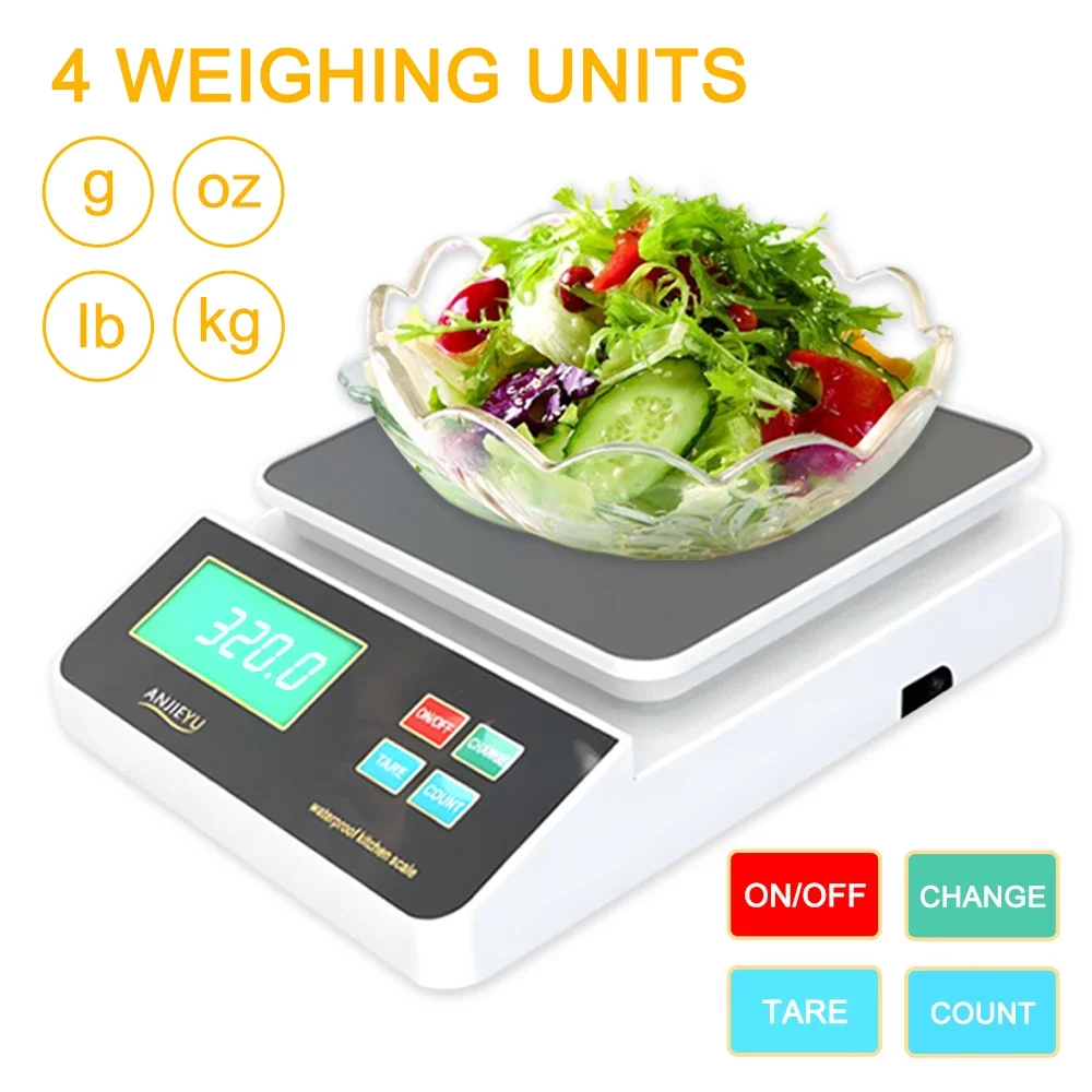Báscula de cocina digital Báscula de joyería pequeña de 6 kg/0,1 g Báscula de alimentos Pantalla LCD Peso impermeable Gramo y Oz Báscula de gramos digital
