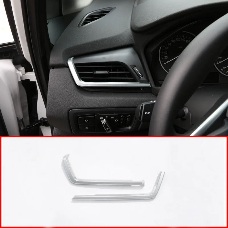 For BMW 2 Series Active Tourer F45 F46 2015-2017 ABS Silver Car Air Conditioner Side Air Vent Frame Trim Sticker Car Accessories