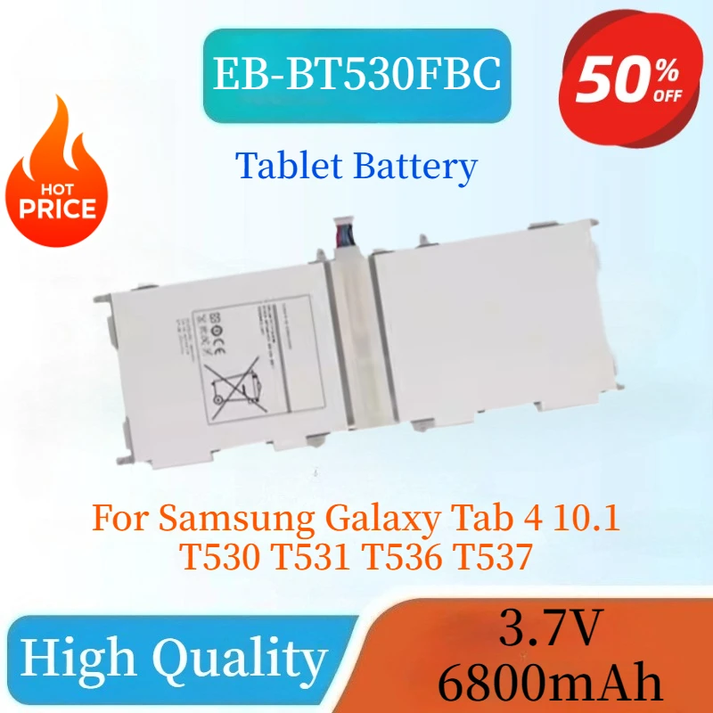 

Высококачественный новый аккумулятор для планшета EB-BT530FBC 3,7 В 6800 мАч для Samsung Galaxy Tab4 10,1 T530 T531 T536 T537 Аккумулятор большой емкости