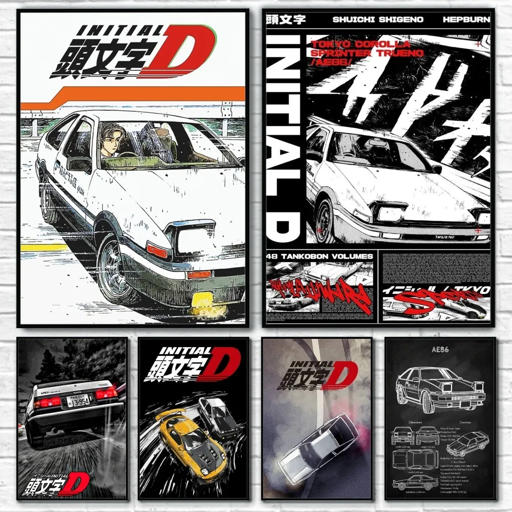 Classic Car AE86 Poster Room Decor Home Decoration Interior Wall Art Printing Waterproof Garage BedRoom Posters Gift