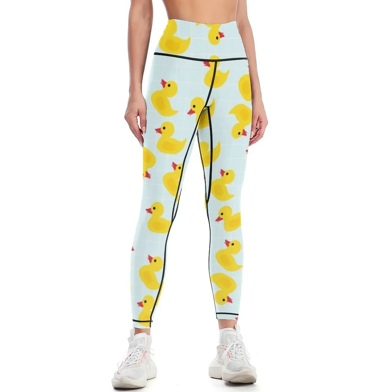 Cute Rubber Duck on Blue Background Leggings legging pants raises butt sport legging legging gym gym pants Womens Leggings